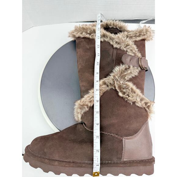 BearPaw Sheilah Womens Size 10 Suede Wool Fur Tall Winter Boot Waterproof Brown - Picture 10 of 11